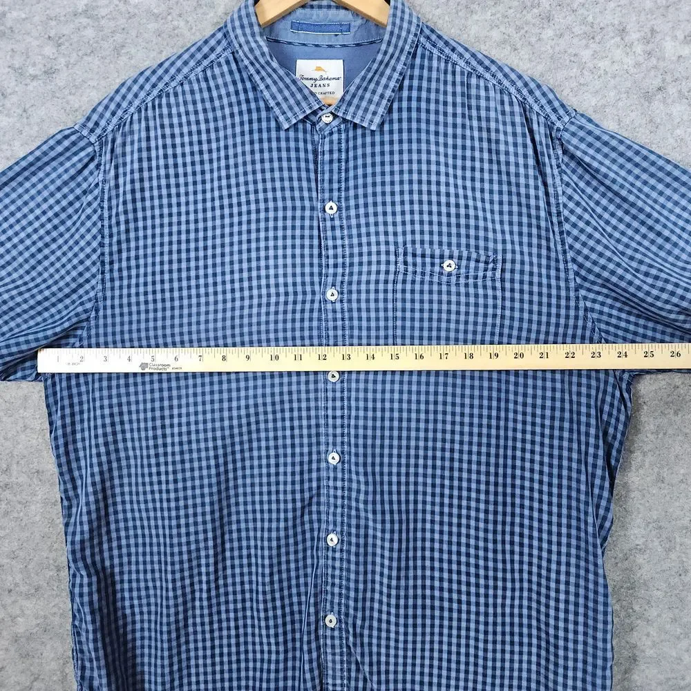 Tommy Bahama Jeans Island Crafted Men's Shirt Size XL Button Up Blue Checks SNAG